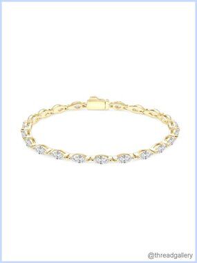 Marquise Moissanite Tennis Bracelet 14K Gold Filled 7"